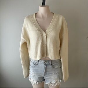Dynamite Wide Sleeve Cropped Cardigan Sweater SOFT Cream Size XL